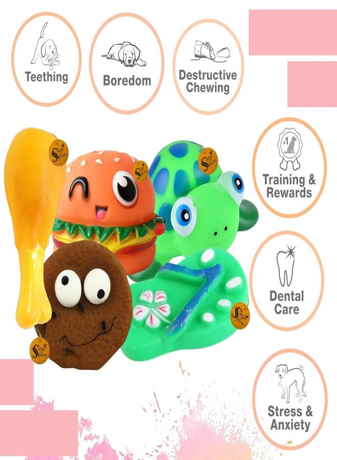 سايج سكوير مجموعة ألعاب Sage Square Premium الصريرية للكلاب - 5 قطع - ألعاب مطاطية متينة وقابلة للمضغ، أشكال وألوان متعددة ممتعة للعب التفاعلي، وتخفيف آلام التسنين، وإبقاء الكلب مستمتعًا وسعيدًا (المجموعة رقم 7) - Image 4